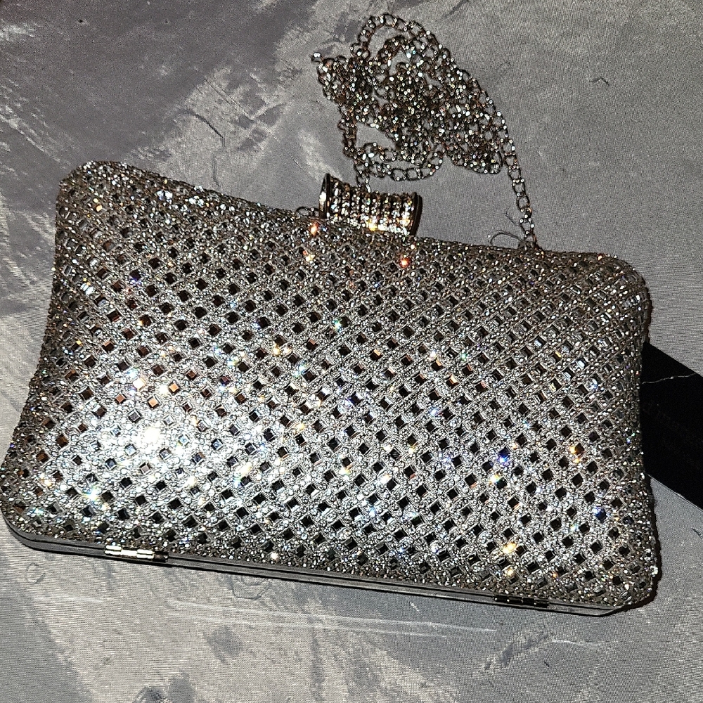 Silver Evening Clutch Hardsided Bnwt Ty TL